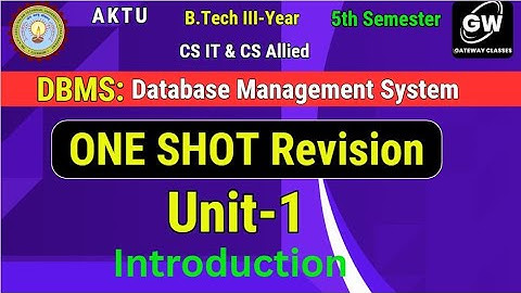 DBMS I ONE SHOT Revision I UNIT-1 I Data Base Design & Normalization I  Gateway Classes I AKTU