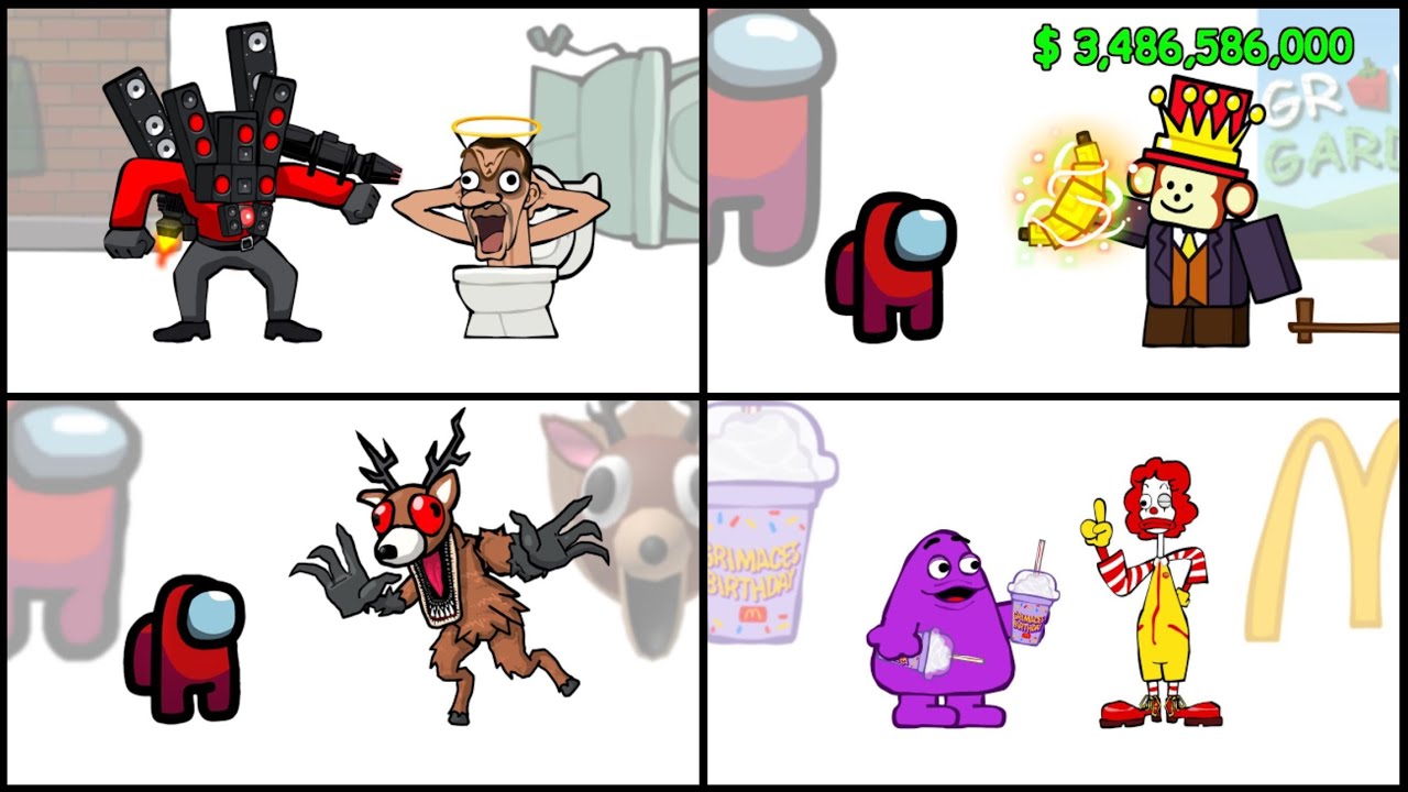 Mini Crewmate Kills Italian Brainrot Characters - Part 1-4 | Among Us