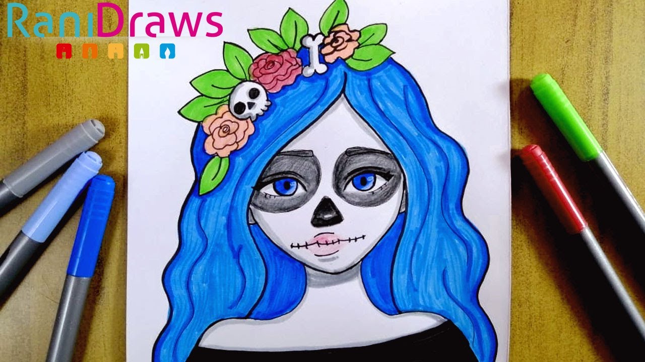 How to draw a CATRINA (girl with skull makeup) Step by step - thptnganamst.edu.vn