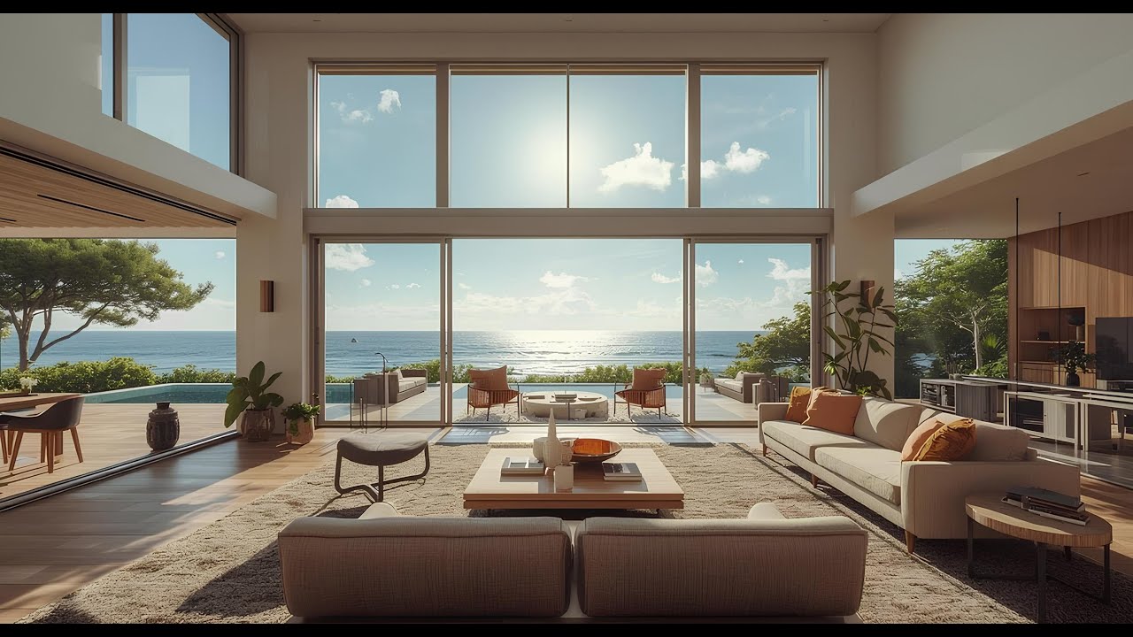 Sunlight & Ocean Waves | Peaceful Living Room Ambience in 4K for Stress Relief 1 Hour