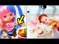 メルちゃんの風船水着を手作りDIY♪スライムで汚れたから洗面台プールで洗っといた キャラメル