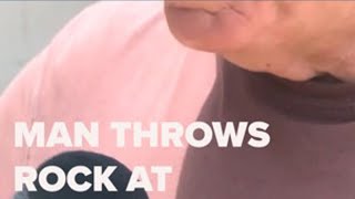 Man throws rock at seal