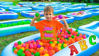 vlad and niki learn english alphabet with pools abc