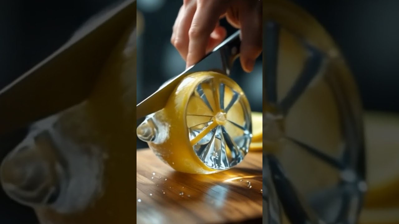 Ultra Realistic 8K ASMR: Satisfying Glass Lemon Sculpture Slicing | Cinematic Close-Up Relaxation
