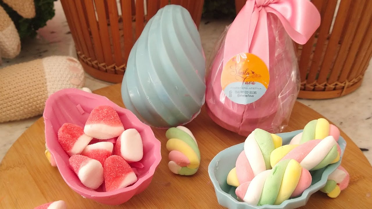 OVO DE PÁSCOA PARA CRIANÇAS COM BALA FINI E MARSHMALLOW - ovo de páscoa para crianças - páscoa 2023