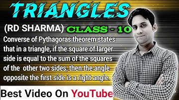 (Converse of Pythagoras Theorem) In a triangle, if the square of one side is equal to the sum of the