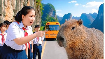 capybara cố gắng giúp mọi người thoát khỏi sạt lở núi #capybara