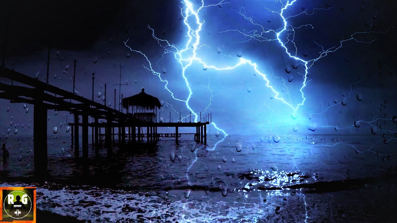 Epic Ocean Thunderstorm  Sound of Waves with Violent Thunder and Lightning Sounds to Sleep Relax