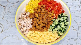ПРАЗДНИЧНЫЙ РЕЦЕПТ САЛАТА - С КОПЧЁННОЙ ГРУДКОЙ, ЗА 10 МИНУТ ВКУСНЕЕ "ОЛИВЬЕ" НУ И СЬЕДАЕТСЯ ПЕРВЫМ!