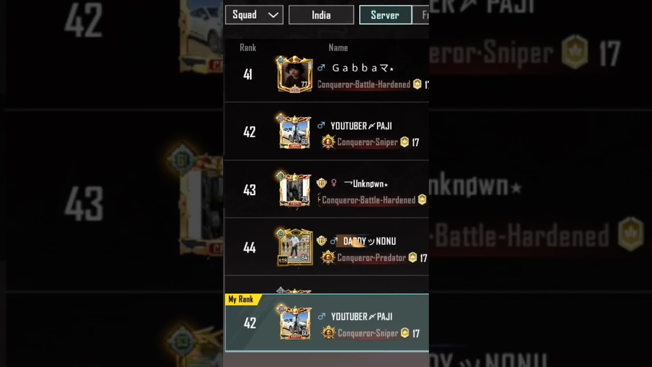 finally reached top 50 conqueror in Bgmi 