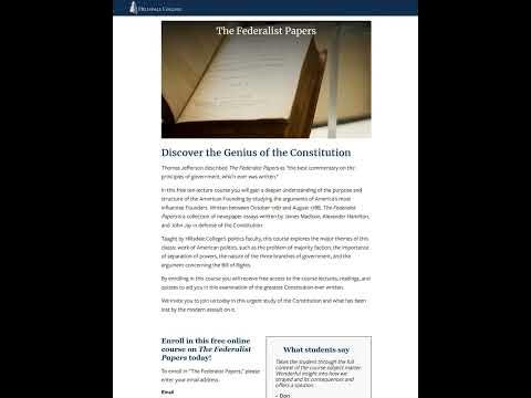 Hillsdale College supports Constitution Free course! - YouTube