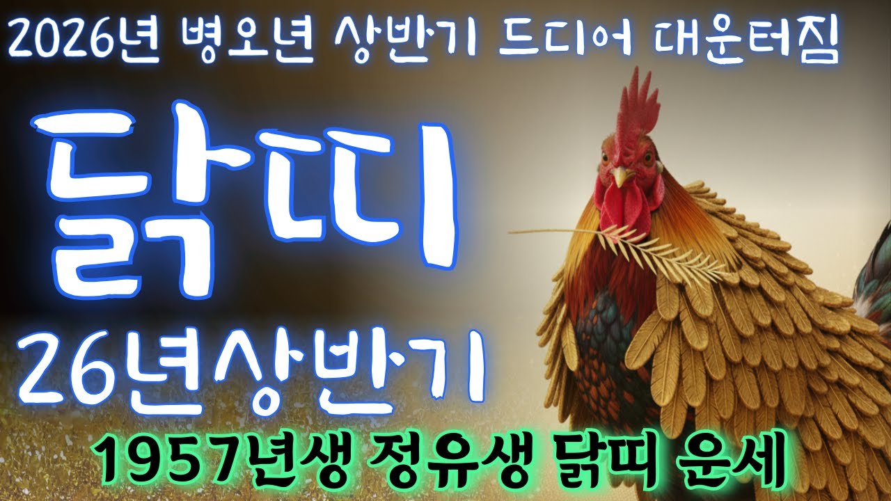 정유생 닭띠운세🎊2026년 상반기 신년운세 하늘이 도와주는 복이 많은 사람 금전문이 열리기 시작했습니다🔥병오년 운세 1957년생 운세 57년생 닭띠57년생2026년운세
