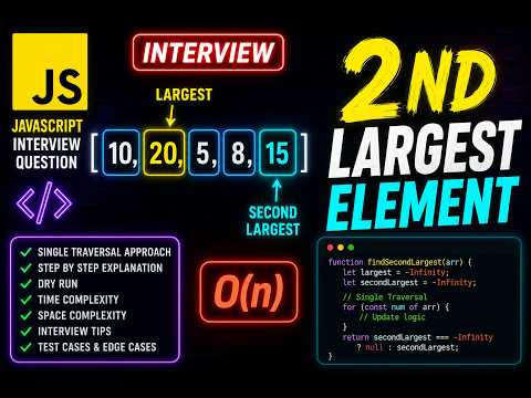 Find Second Largest Element | JavaScript Interview Question | O(n) Solution
