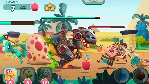 dino bash 2 all dinosaurs dino Gameplay Android walkthrough iOS Level 5...