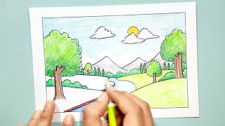 How To Draw Beautiful Scenery Sunshine