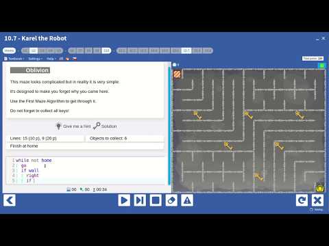 Karel Coding course in NCLab: Combining Loops and Conditions