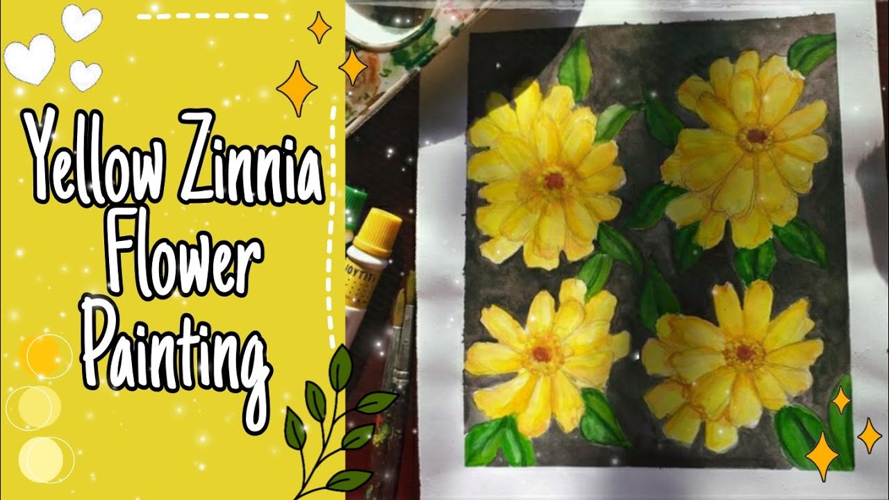Yellow Zinnia Flower Watercolour Painting Tutorial🌼💛 YouTube