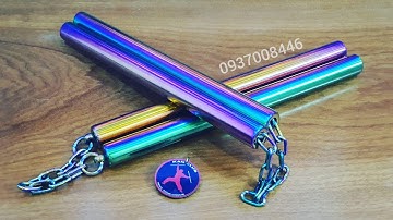 CÔN INOX 7 MÀU cực quang. Côn nhị khúc inox 7 màu