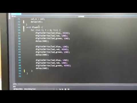 【Arduino】按下微動開關，開啟三彩霓虹燈