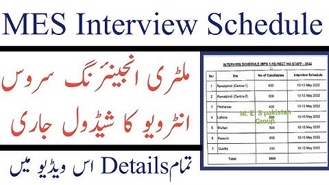 MES Interview Schedule 2022 ll MES Interview Lists 2022 ll MES Result 2022 ll Jobs Information