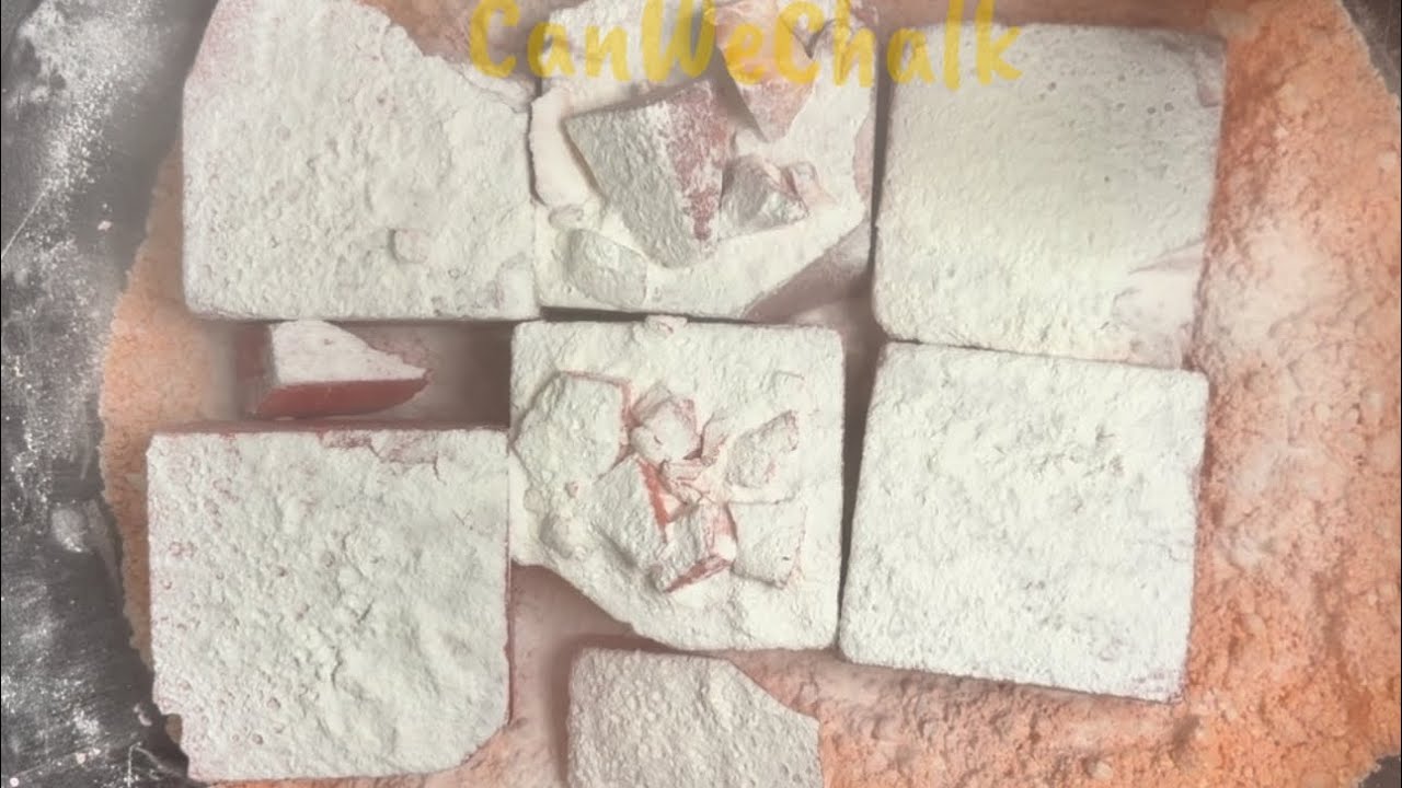 Orange and pink fresh chalk covered in baby powder 🧡🩷 - YouTube
