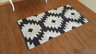 İthal El Dokuma Siyah Pamuk Kilim Afro