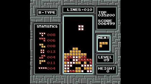 NES Tetris no rotation first ever B-type 9-0 clear