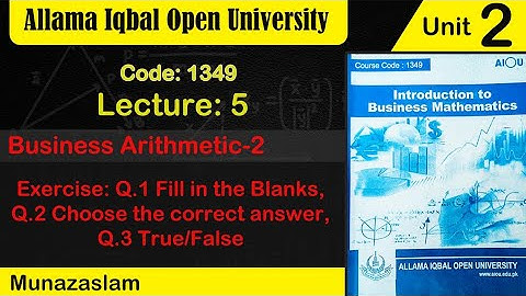 #Aiou#Code 1349#Chapter no :2•|Business Arithmetic _2| Exercise: Part 1 (Question 1,2,3) Lecture:5