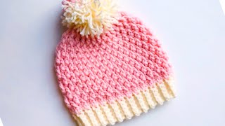 Crochet baby hat 6 to 9 months Alpine Crochet Stitch How to crochet hats for ALL SIZES