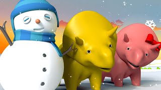 Learn Shapes with Dino and Dina are Building a Snowman! Learn with Dino the Dinosaur  Educational