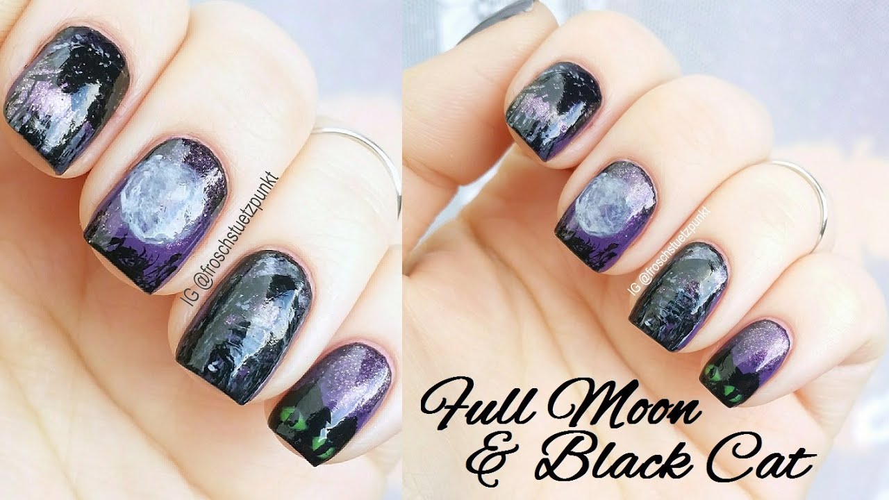 Y Nails Full Moon Black Cat Tutorial You Y Nails Full Moon Black Cat Tutorial