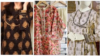 Printed Casual Wear Lawn, Cotton &amp; Linen Dress Designing Detailing Ideas