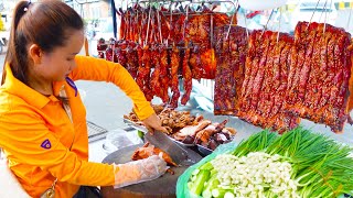 Awesome! She's Got Perfect Crispy Pork Chopping Skills | Juicy Roasted Duck | Cambodian Street Food