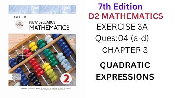 Exercise 3A Ques4 ||Oxford New Syllabus Maths ||7th Edition Book 2 ||D2 Solution||d2 chapter 3