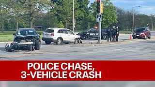 Glendale police chase ends with Milwaukee 3-vehicle crash | FOX6 News Milwaukee