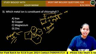 BIOLOGY | A to Z Practice Set-19 | Odisha Govt B.Ed CT Entrance Exam 2024 | Goldi Ma'am