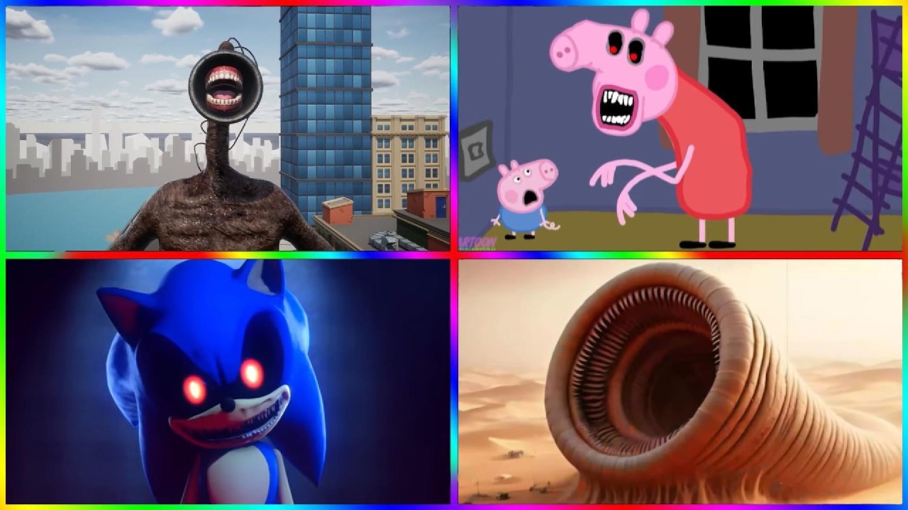 Siren Head 🆚  Peppa Pig.ExEr 🆚  Sonic .Exe  🆚 Cartoon Worm  🎶 Tiles Hop EDM Rush
