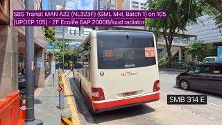 [SBST] MAN A22 (NL323F) (Gemilang Mk1, Batch 1) SMB314E on 105 (UPDEP 105) - ZF Ecolife kickdown