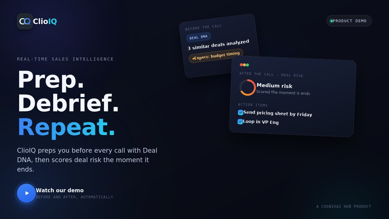 Meet Deal DNA — ClioIQ's AI Call Prep & Risk Score