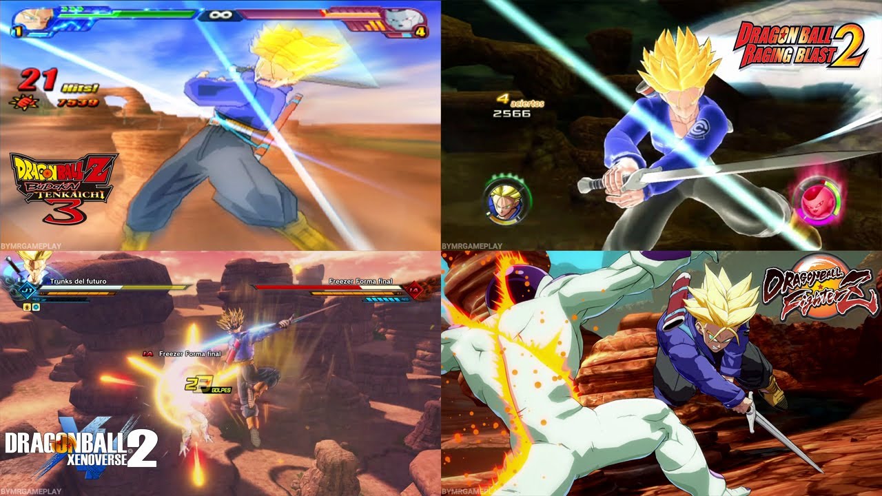 Trunks All Forms & All Attacks DBZBT3 vs DBRB2 vs DBXV2 vs DBFZ YouTube