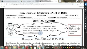 Class 7 Work Sheet-23 Social Science (08-10-2021) || Class 7 SST worksheet:23[DOE]||By Poonam Sharma