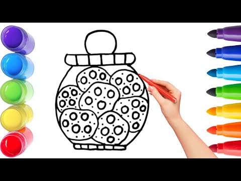 كيفية رسم جرة حلوى لطيفة الرسم والتلوين للأطفال والصغار