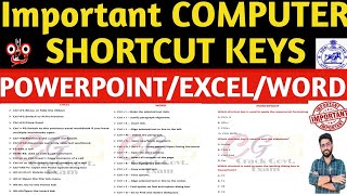 Computer Shortcut keys Top Important MCQs OSSSC/OSSC/ POWERPOINT/ EXCEL/ MS WORD | Crack Govt. Exam