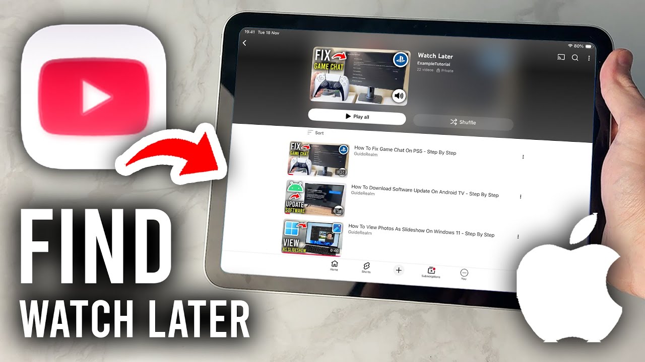 How To Find Watch Later List On YouTube On iPad - Step By