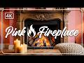 Pink Fireplace | Crackling Fire Sounds | Home Ambience | Ad-Free | 24/7