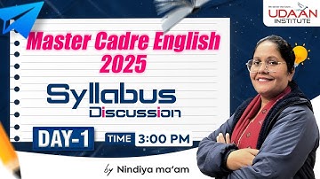 Syllabus Discussion | Day-1 | Master Cadre English 2025 | By Nindiya Ma