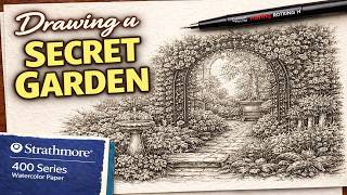 The Secret Garden | Pen and Ink Drawing on Strathmore Watercolor Paper