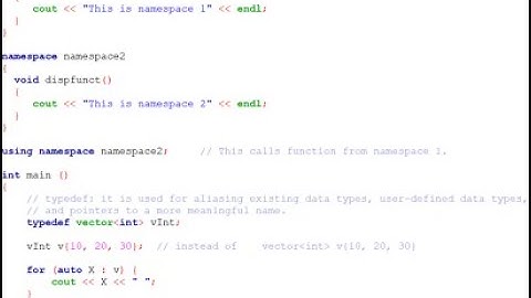 namespaces and Typedef in C++
