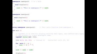 namespaces and Typedef in C++
