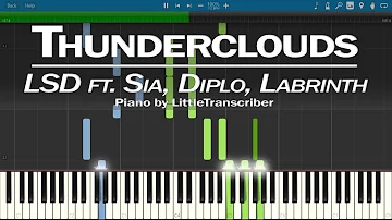 LSD - Thunderclouds (Piano Cover) ft. Sia, Diplo, Labrinth Synthesia Tutorial by LittleTranscriber